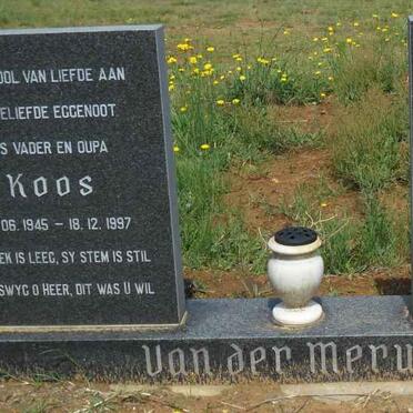 MERWE Koos, van der 1945-1997 &amp; Juliana 1953-