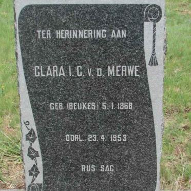 MERWE Clara I.G., v.d. nee BEUKES 1868-1953