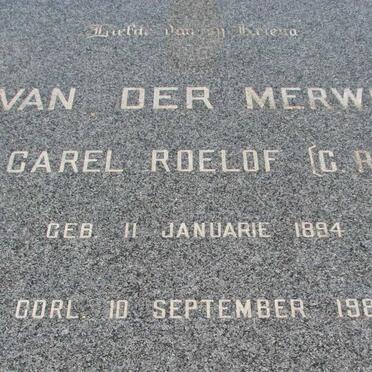 MERWE Carel Roelof, van der 1894-1986