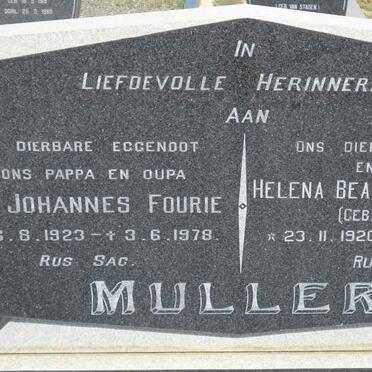MULLER Jan Johannes Fourie 1923-1978 &amp; Helena Beatrix Wilhelmina OLIVIER 1920-1982