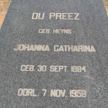 PREEZ Johanna Catharina, du nee HEYNS 1884-1958