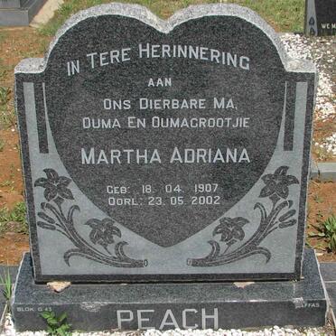 PEACH Martha Adriana 1907-2002