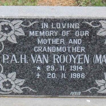 ROOYEN P.A.H., van nee MAYS 1914-1986