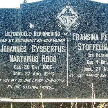 ROOS Johannes Gysbertus Marthinus 1886-1946 &amp; Fransina Petronella Stoffelina BADENHORST 1889-1951