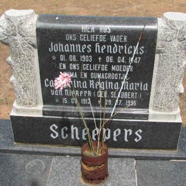 SCHEEPERS Johannes Hendricks 1903-1947 &amp; Catharina Regina Maria VAN NIEKERK nee SLABBERT 1912-1995