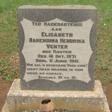 VENTER Elisabeth Barendina Hendrika nee KOSTER 1871-1941
