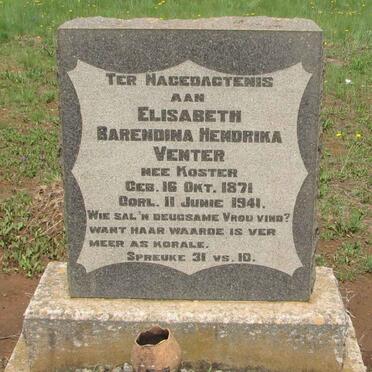 VENTER Elisabeth Barendina Hendrika nee KOSTER 1871-1941