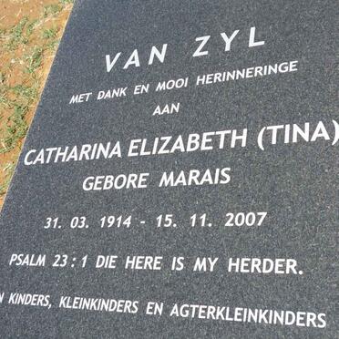 ZYL Catharina Elizabeth, van nee MARAIS 1914-2007