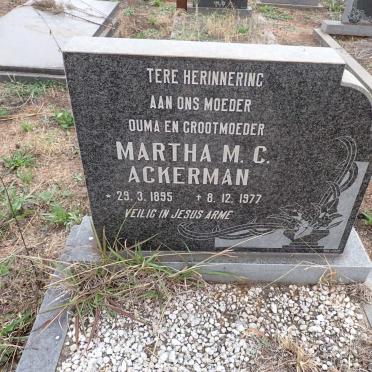 ACKERMAN Martha M.C. 1895-1977
