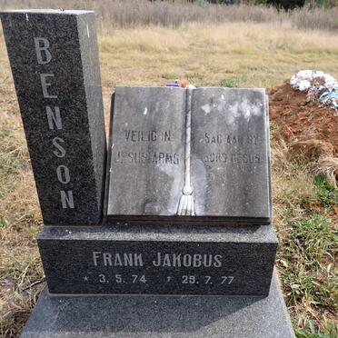 BENSON Frank Jacobus 1974-1977