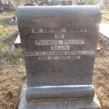 BRAIN Francis William 1889-1929