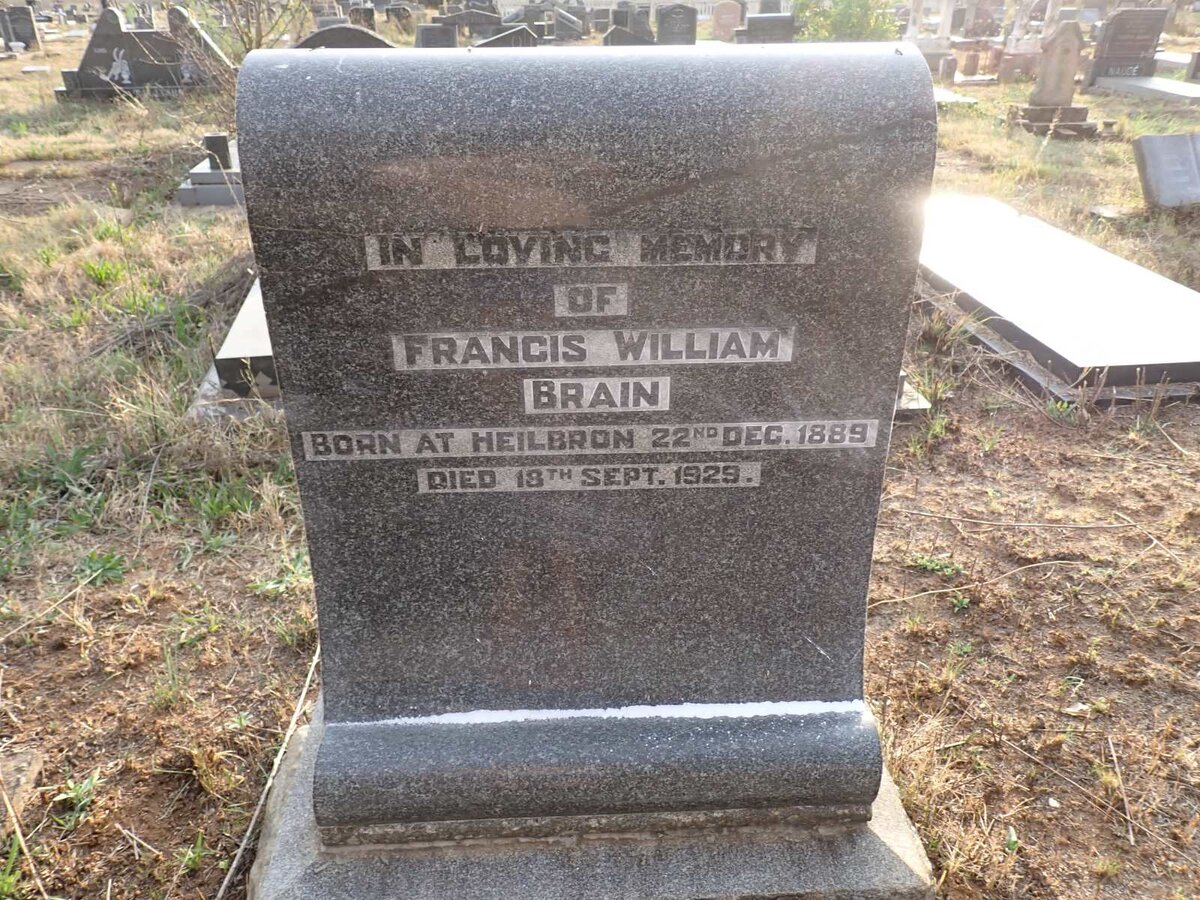 BRAIN Francis William 1889-1929