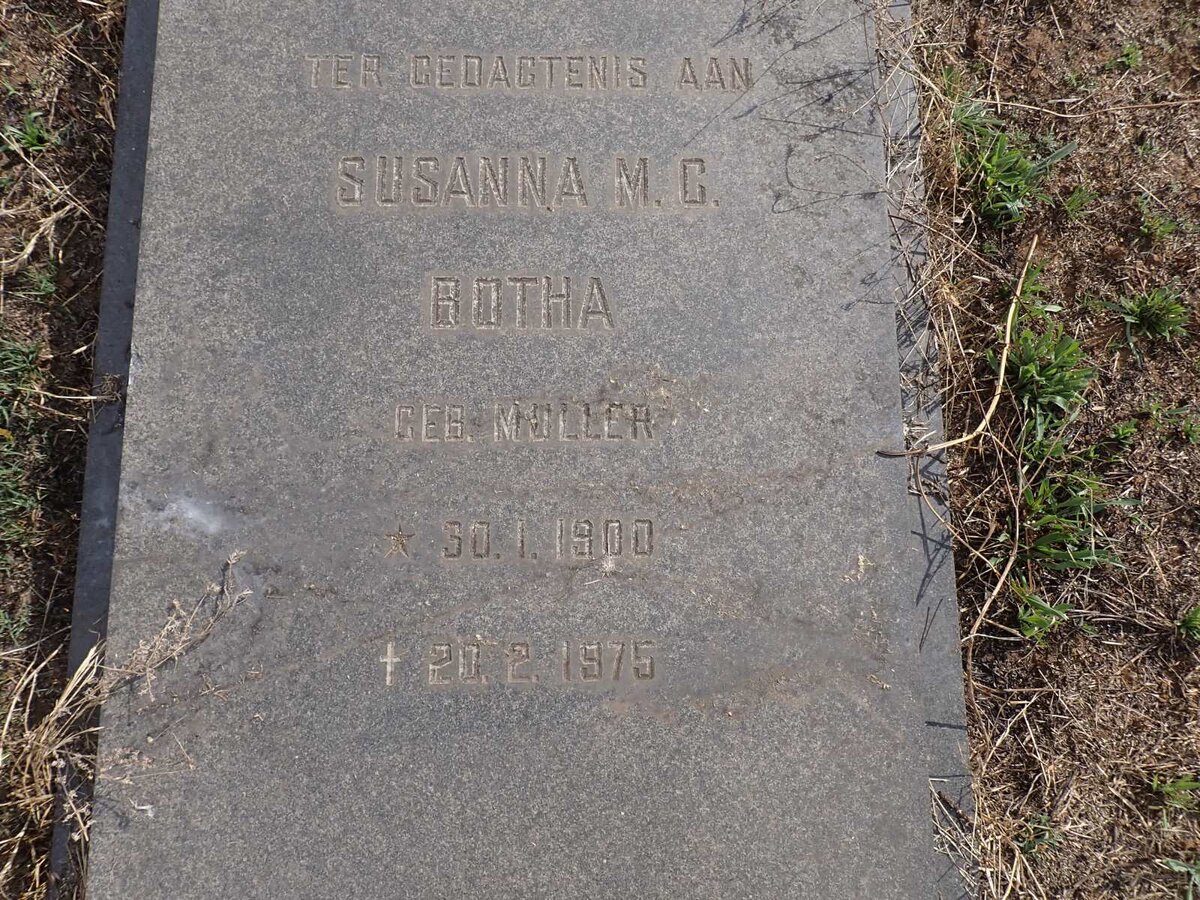 BOTHA Susanna M.C. nee MULLER 1900-1975