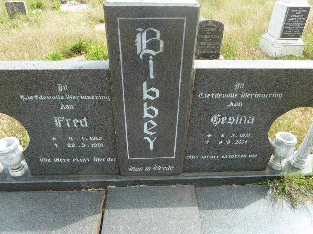 BIBBEY Fred 1915-1991 &amp; Gesina 1921-2009