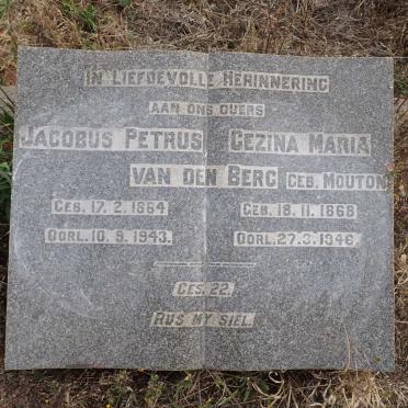 BERG Jacobus Petrus, van den 1864-1943 & Gezina Maria MOUTON 1868-1946