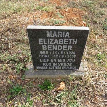 BENDER Maria Elizabeth 1925-2008