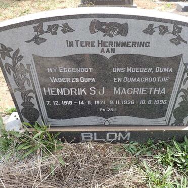BLOM Hendrik S.J. 1918-1971 & Magrietha 1926-1996