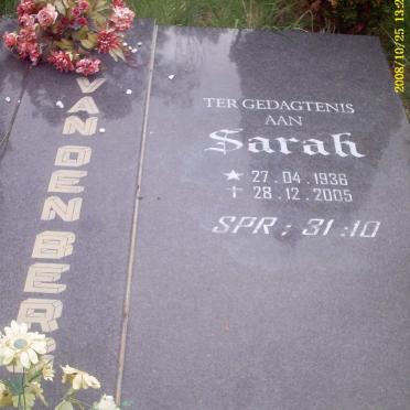 BERG Attie, van den 1926-1992  &amp; Sarah 1936-2005 