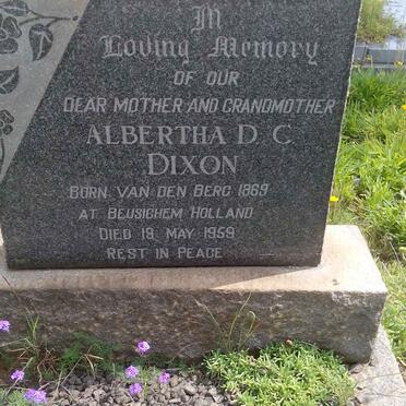 DIXON Albertha D.C. nee VAN DEN BERG 1869-1959