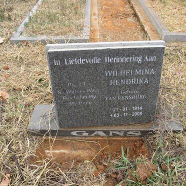 GANS Wilhelmina Hendrika nee VAN RENSBURG 1914-2008
