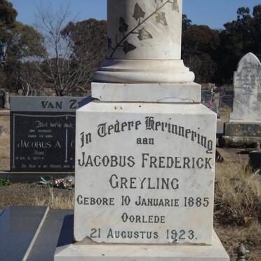 GREYLING Jacobus Frederick 1885-1923