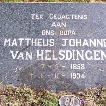 HELSDINGEN Mattheus Johannes, van 1858-1934