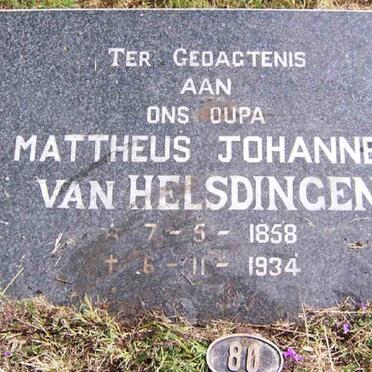 HELSDINGEN Mattheus Johannes, van 1858-1934
