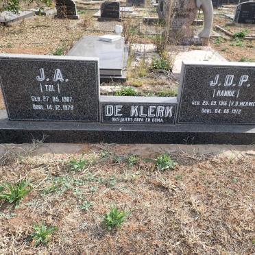 KLERK J.A., de 1907-1978 & J.O.P. V.D. MERWE 1916-1972
