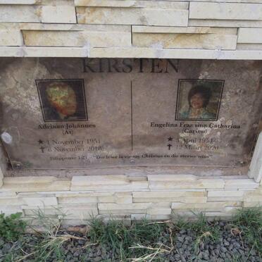 KIRSTEN Adriaan Johannes 1951-2018 & Engelina Fransina Catharina 1954-2020