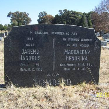 LOMBARD Barend Jacobus 1884-1972 &amp; Magdalena Hendrina MULLER 1888-1960