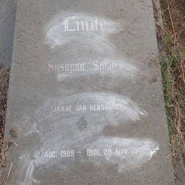 LINDE Susanna Susara nee JANSE VAN RENSBURG 1909-1972