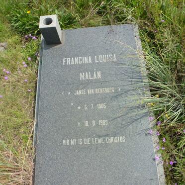 MALAN Francina Louisa nee JANSE VAN RENSBURG 1905-1989