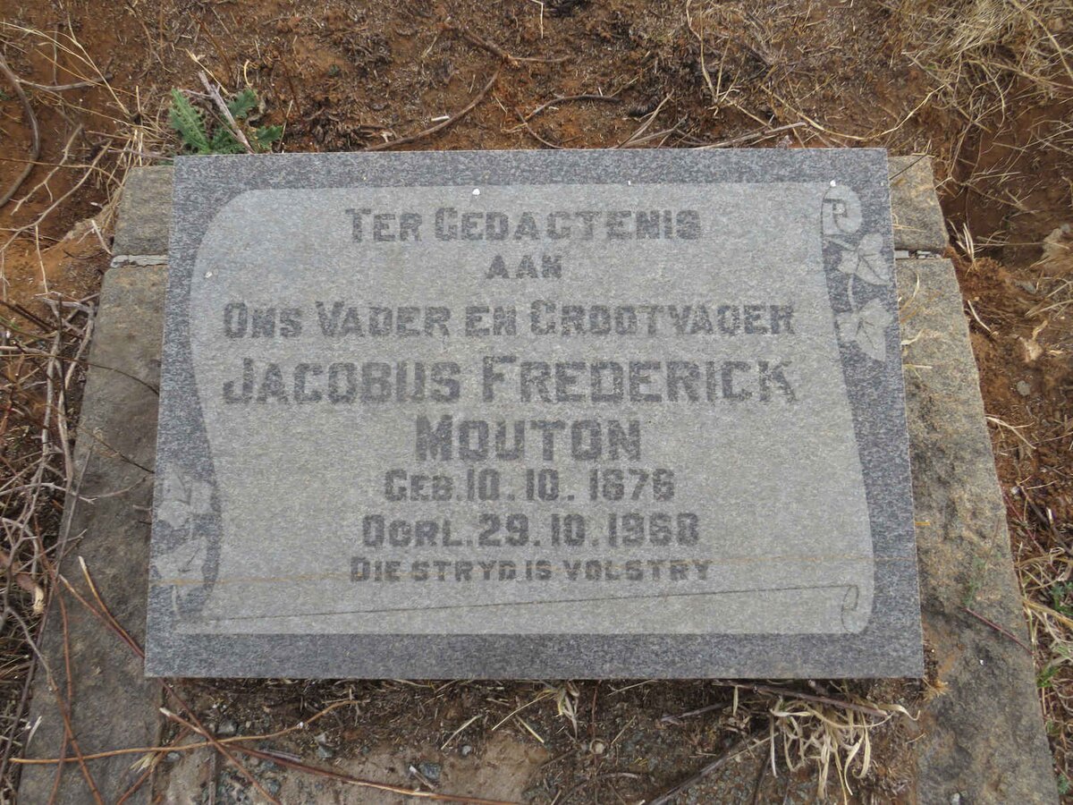 MOUTON Jacobus Frederick 1876-1968