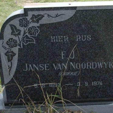 NOORDWYK F.J., Janse van 1893-1974