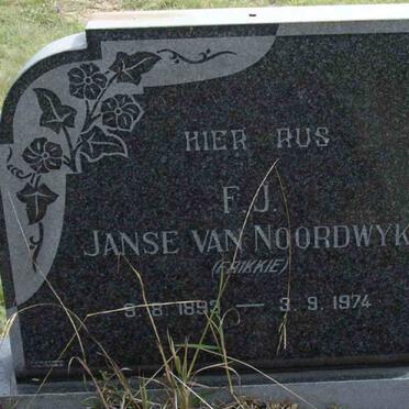 NOORDWYK F.J., Janse van 1893-1974