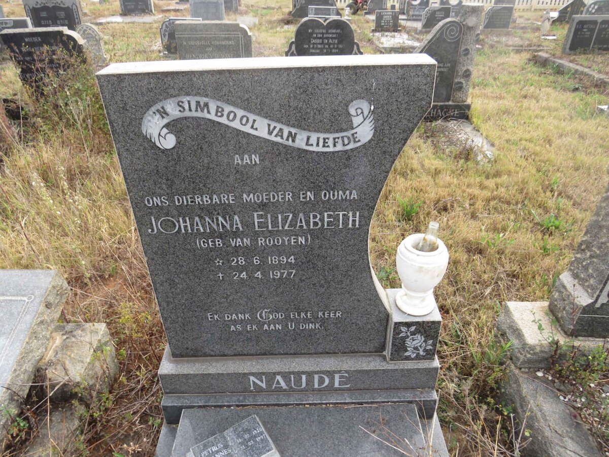 NAUDE Johanna Elizabeth nee VAN ROOYEN 1894-1977