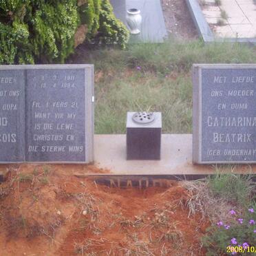 NAUDE David Francois 1911-1984 &amp; Catharina Beatrix UNDERHAY 1911-1995 