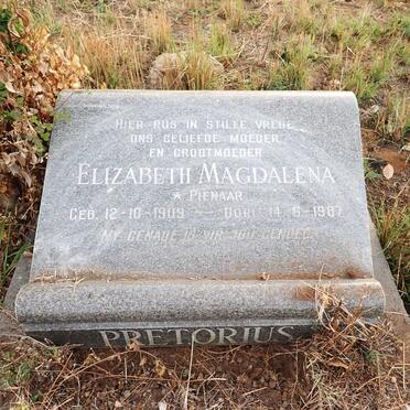 PRETORIUS Elizabeth Magdalena nee PIENAAR 1909-1987