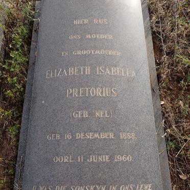 PRETORIUS Elizabeth Isabella nee NEL 1888-1960