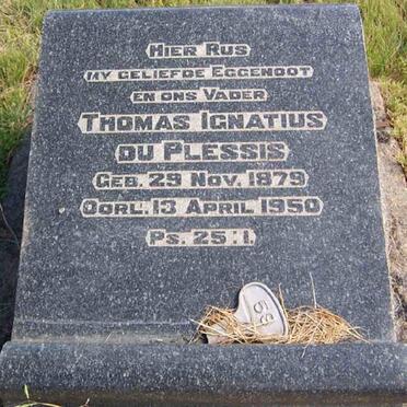 PLESSIS Thomas Ignatius, du 1879-1950