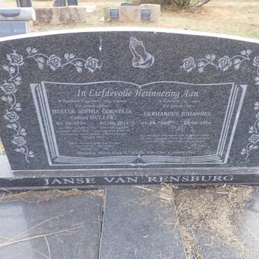 RENSBURG Gerhardus Johannes, Janse van 1927-2016 & Hester Sophia Cornelia MULLER 1933-2014