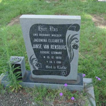 RENSBURG Jacomina Elizabeth, Janse van nee LEONARD 1890-1981