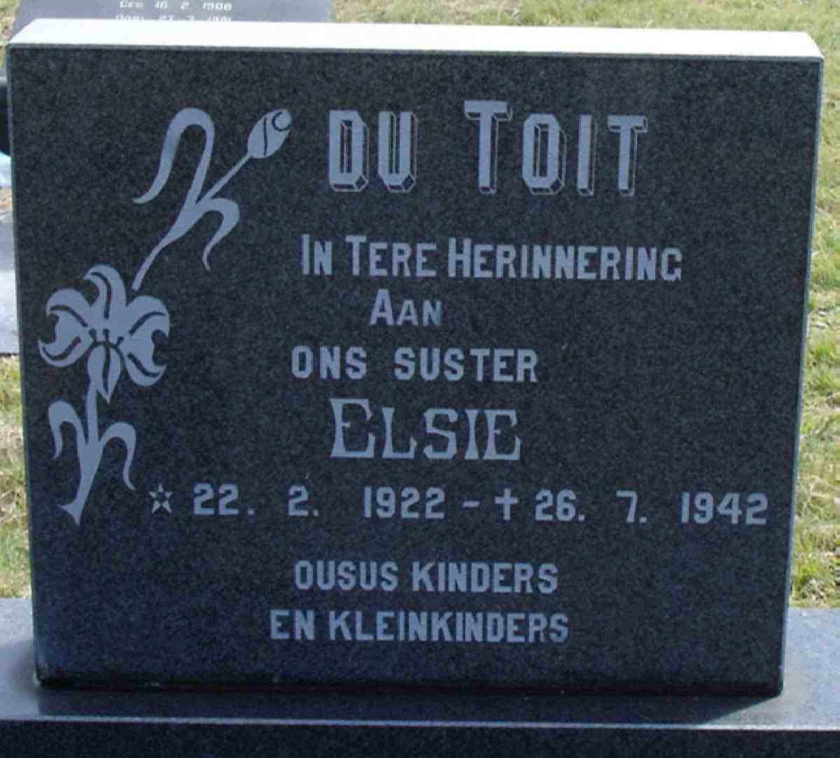 TOIT Elsie, du 1922-1942