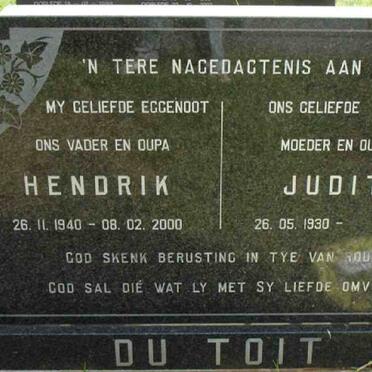 TOIT Hendrik, du 1940-2000 &amp; Judith 1930-