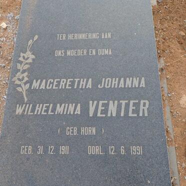 VENTER Mageretha Johanna nee HORN 1911-1991