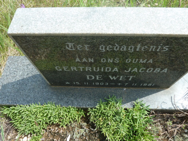 WET Gertruida Jacoba, de 1903-1981