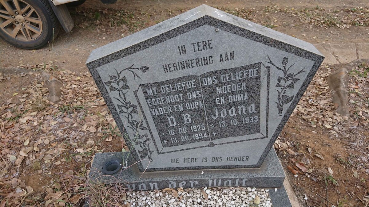 WALT D.B., van der 1925-1994 & Joana 1933-