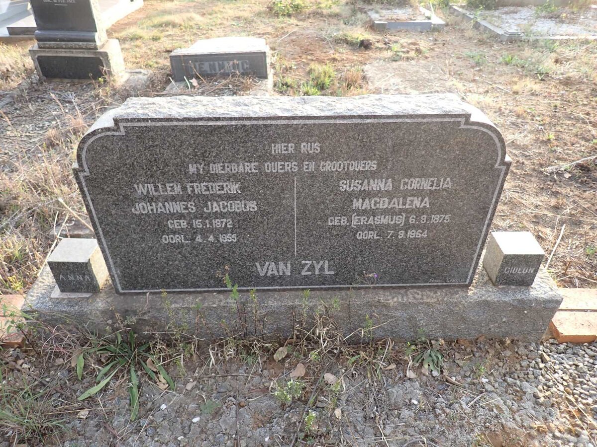 ZYL Willem Frederik Johannes Jacobus, van 1872-1955 & Susanna Cornelia Magdalena ERASMUS 1875-1964