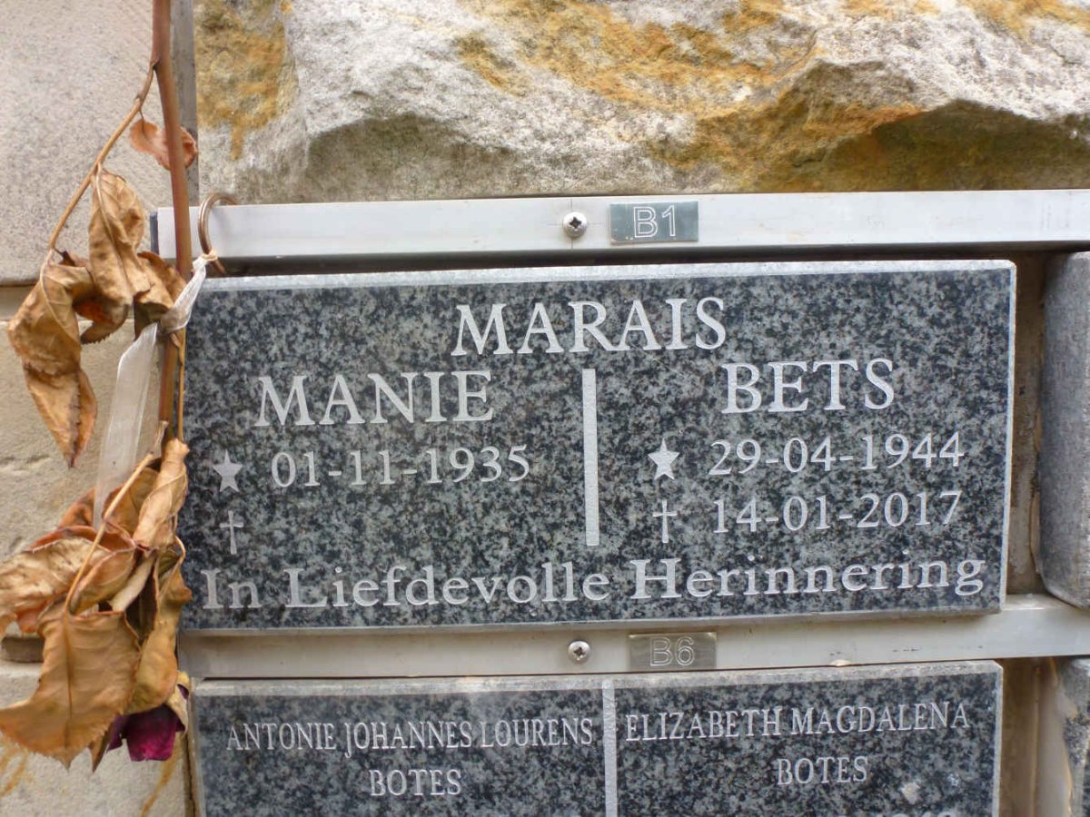 MARAIS Manie 1935- &amp; Bets 1944-2017
