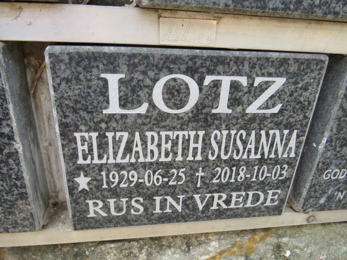 LOTZ Elizabeth Susanna 1929-2018
